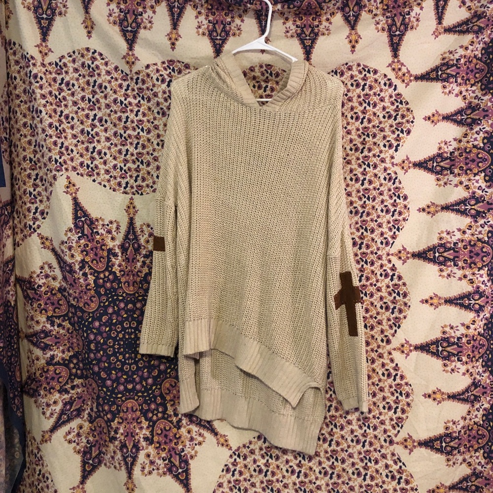 Cream Hooded Knit Sweater